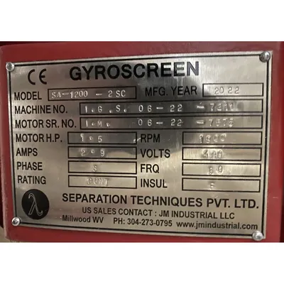 USED SEPARATION TECHNIQUES PVT LTD SA-1200-2SC