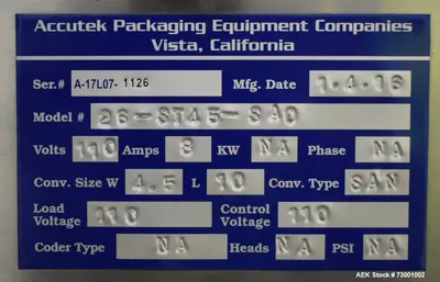 Used ACCUTEK TE Cappers Illinois US | Aaron Equipment #86994