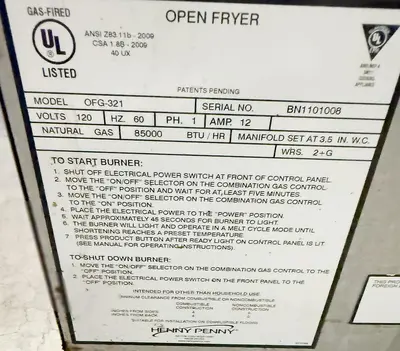 USED HENNY PENNY OFG 321