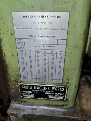 12" BABIN CIRCL-MATIC BOLT CIRCLE DRILLING MACHINE. STOCK # 0992425.