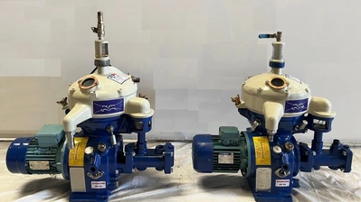 (2) Alfa-Laval MAB 103B-24-60 oil purifiers, SS.