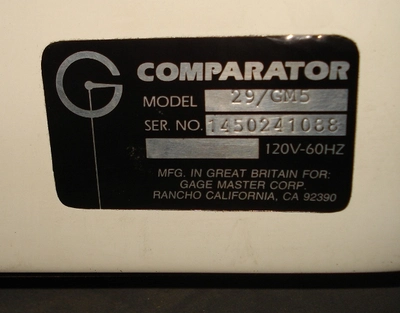 USED GAGE MASTER OPTICAL COMPARATOR WITH 2-AXIS DIGITAL READOUT DISPLAY