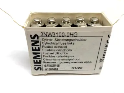 USED SIEMENS SENTRON CYLINDRICAL FUSE SLOW-BLOW 10A