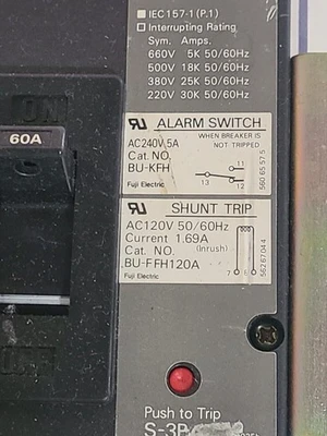 Fuji BU-ESB 3060 Circuit Breaker 60 Amp 600 VAC 3 Pole BU-ESB3060