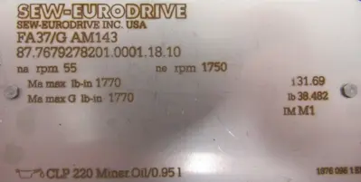 NEW SEW EURODRIVE FA37/G AM143 GEAR REDUCER 31.69 FA37GAM143