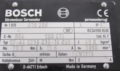 USED BOSCH 1070076266 SERVO MOTOR SF-A4.0230.030-10.000