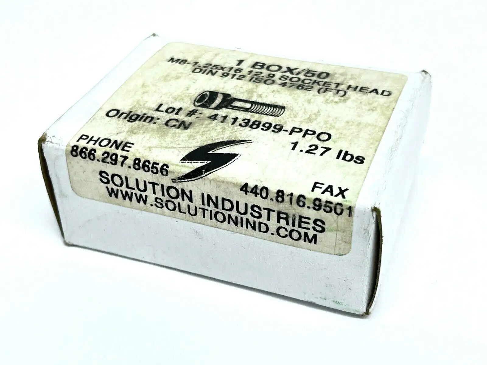 Solution Industries M8-1.25x16 12.9 Socket Head DIN 912 ISO 4762 (FT) BOX OF 50 - New
