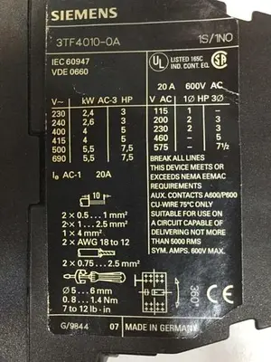 USED SIEMENS 3TF4010-0A