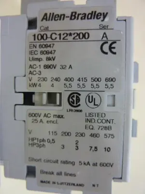 USED ALLEN BRADLEY 100-C12.200 SER A