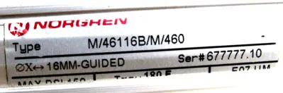 NEW NORGREN M/46116B/M/460 ACTUATOR 16MM-GUIDED M46116BM460