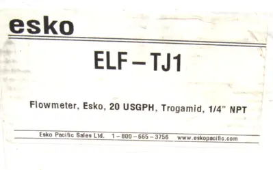 NEW ESKO ELF-TJ1 FLOWMETER ELFTJ1