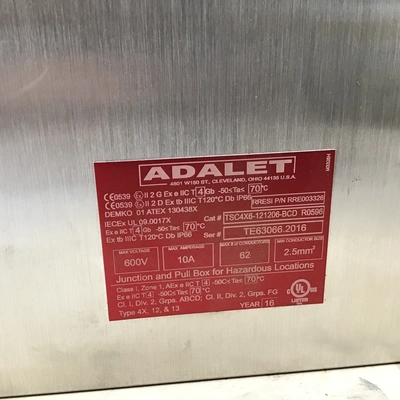 Adalet TSC4X6-121206-BCD Screw Cover Terminal Enclosure Stainless Steel 600V 10A