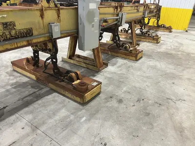 53 TON (107,500 LBS) BUSHMAN MODEL #MT420 TELESCOPING MAGNETIC LIFTING SPREADER BEAM  W/ OHIO MAGNETICS DIESEL GENERATOR: STOCK #20419