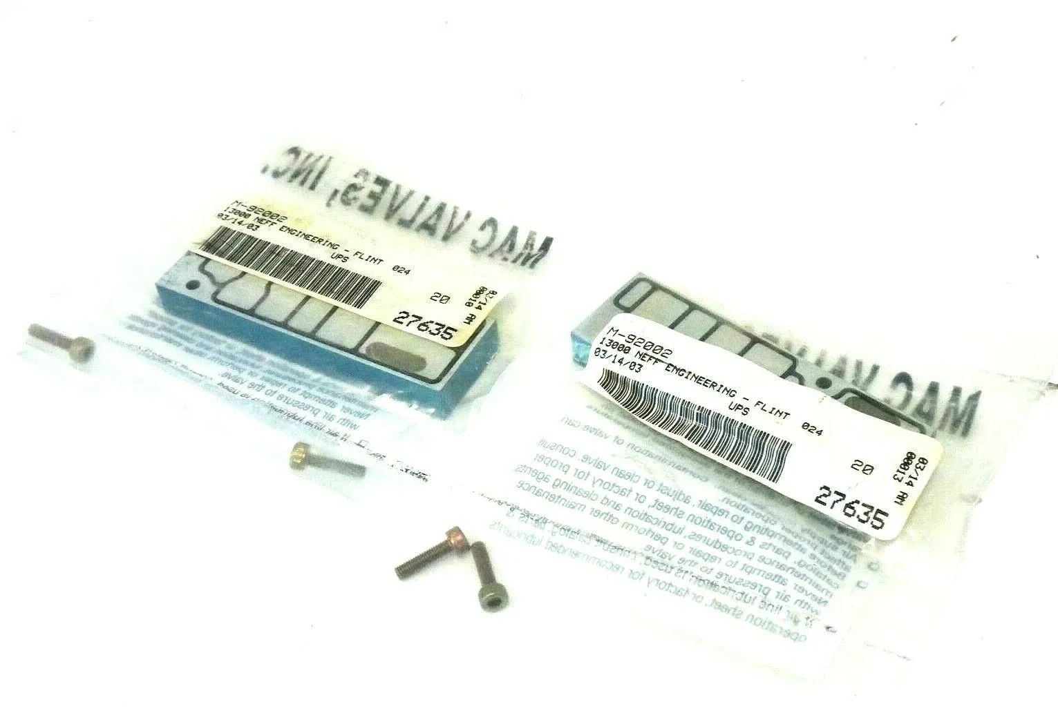 2 NEW MAC VALVES M-92002 PNEUMATIC VALVE M92002