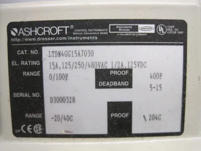 NEW ASHCROFT LTDN4GG15A7030 TEMPERATURE SWITCH