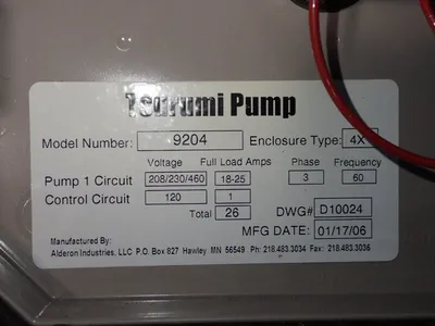 USED 2006 TSURUMI PUMP CONTROL 9204