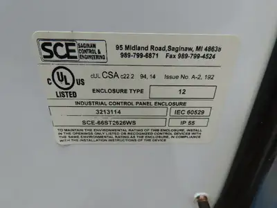 Saginaw SCE-66ST2626WS Slope Top Workstation Electrical Enclosure 66x26x26"