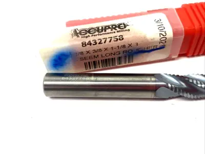 USED ACCUPRO ROUGHING END MILL: 3/8" DIA, 4 FLUTE, FINE PITCH, SINGLE END