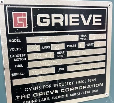 GRIEVE CORP. 323 Ovens - Cabinet | Heat Treat Equipment Co. (8)