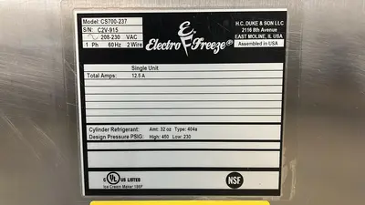 Used Electro Freeze Used Electro Freeze CS700-237 Ice Cream Shake Machine With Mixer 208-230V - FG3 Ice Cream Equipment Illinois US | Falcon Restaurant Supply #1373742