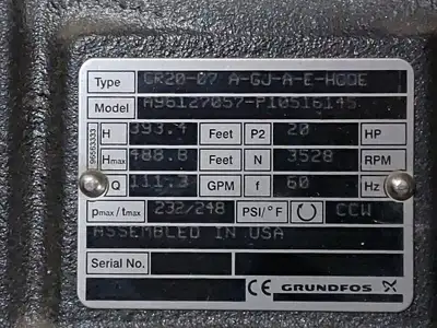 USED GRUNDFOS CR20-07 A-GJ-A-E-HQQE