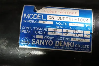 Sanyo Denki CN-3000HT-10C4 Servo Motor 550kg-cm 1000rpm 125v-dc STOCK HP101