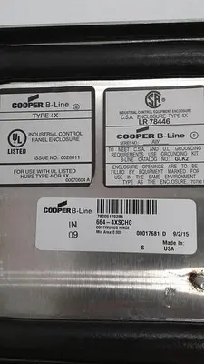 Cooper B-Line Industrial control panel LR 78446