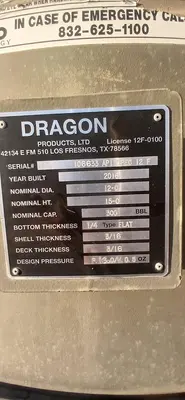 USED 2018 DRAGON 300 BBL VERTICAL TANK