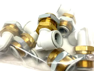 USED SMC PUSH-TO-CONNECT BULKHEAD MALE ELBOW FITTING 12MM