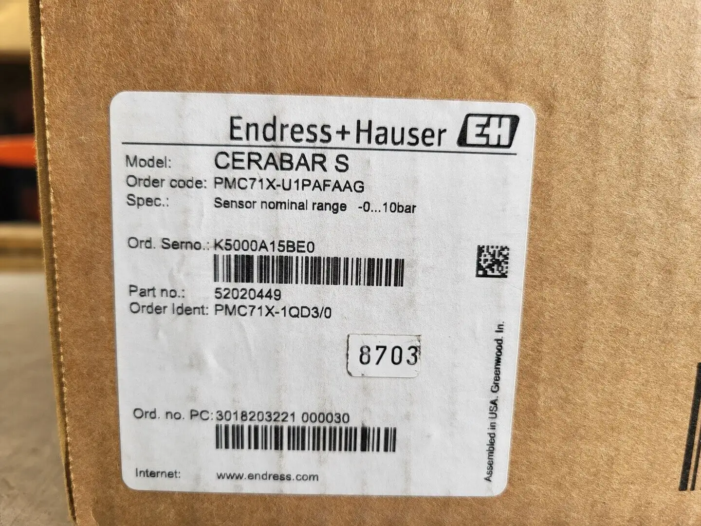 New | in-Stock ENDRESS+HAUSER PMC71X-U1PAFAAG Parts (Hydraulics and Pneumatics) British Columbia CA | Lenmark #258105