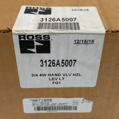 NEW ROSS CONTROLS 3126A5007 3/4 4W CONTROL HAND VALVE