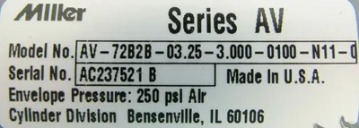 NEW MILLER AV-72B2B-03.25-3.000-0100-N11-0 PNEUMATIC CYLINDER