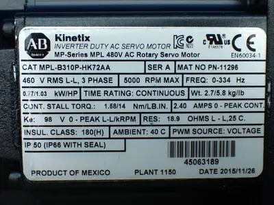 NEW ALLENBRADLEY MPLB310PHK72AA