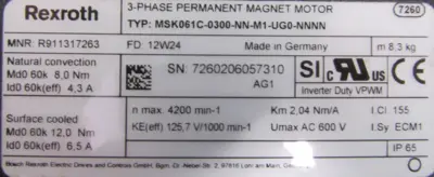 NEW REXROTH R911317263 SERVO MOTOR MSK061C-0300-NN-M1-UG0-NNNN
