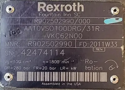 Rexroth AA10VSO100DRG/31R-VKC62N00 Hydraulic Pump New Storeroom Spare