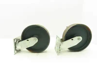 Colson 5-8-138 Caster Wheel Swivel 8" x 2" w/Lock Cast Iron 9-1/2" H Lot of 2
