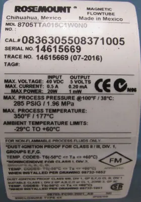 NEW ROSEMOUNT 8705TTA015C1W0N0 FLOW TRANSMITTER
