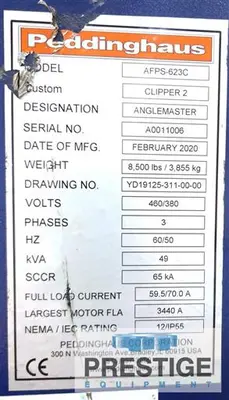 Used 2020 PEDDINGHAUS AFPS-623C OCEAN CLIPPER II Angle Punches New York US | Prestige Equipment #721315