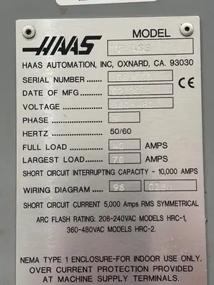 2011 Haas VF4 SS Vertical Machining Centre
