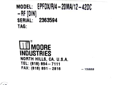 NEW MOORE INDUSTRIES EPFDX/R/4-20MA/12-42DC-RF ISOLATOR EPFDXR420MA1242DCRF