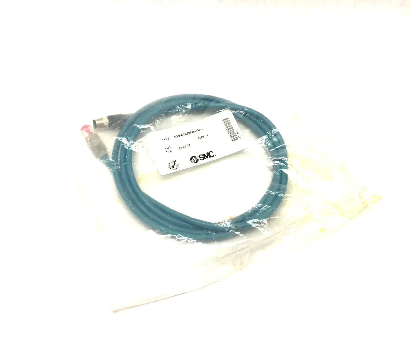 USED SMC SERIAL COMMUNICATION CABLE M12 4-PIN MALE TO RJ45 2M