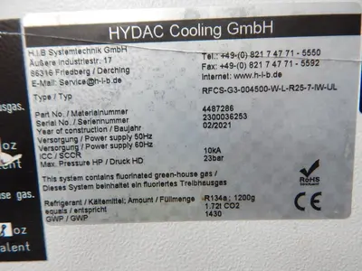 Used H.I.B. SYSTEMTECHNIK RFCS-G3-004500-W-L-R25-7-IW-UL Chillers Texas US | Aucto #1307124