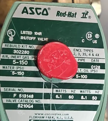 ASCO 8210G4 Solenoid Valve Loc6C25/3