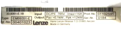 USED LENZE EMB9351-E INVERTER BRAKING MODULE 00401023 EMB9351E