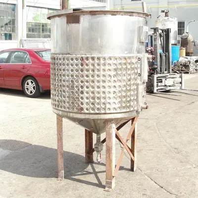 SPC5517  Tank 250 gallon vertical tank, Stainless Steel, half dimple jacket, conical