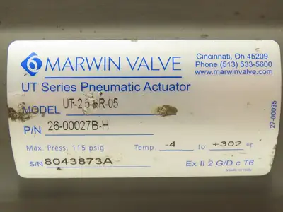 Marwin UT-2.5-SR-05 Pneumatic Actuator 1.5"NPT Stainless Ball Valve 8733FTRS-15A
