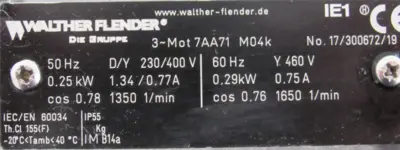 NEW WALTHER FLENDER 7AA71-M04K GEAR MOTOR 30/1 460V MI40FP 7AA71M04K