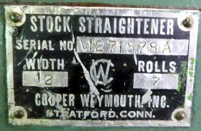 Used 1971 COOPER WEYMOUTH 12A Coil Straighteners Ohio US | CW WOOD MACHINERY #475549