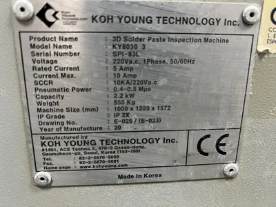 2010 KOH YOUNG KY8030-3 3D SOLDER PASTE INSPECTION MACHINE SPI | Tekmart International Inc. (9)