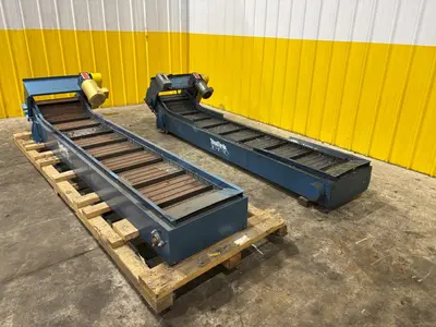18" WIDE x 96" LONG STEELTRAK MODEL #T2-721-18" FLUTED BELT PARTS CONVEYOR, NEW 2016: YOBRO #24330